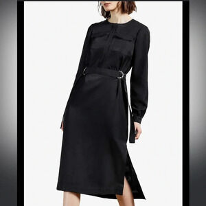 TED BAKER AMINNA LONG SLEEVE MIDNIGHT BLUE MIDI DRESS